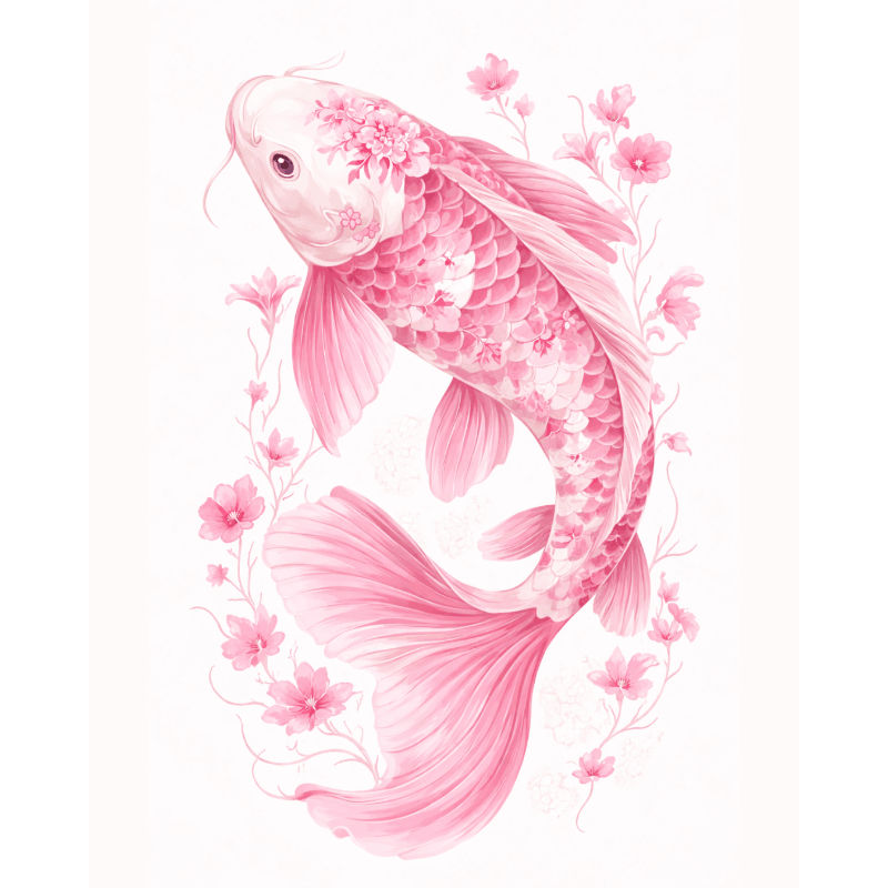 Roze Porseleinen koi - Diamond Painting