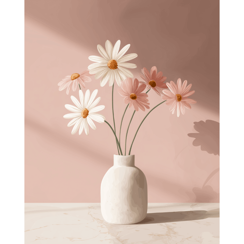 Pastelkleuren bloemen - Diamond Painting