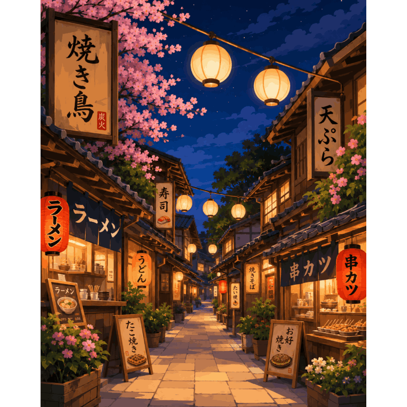 Sakura lantaarns - Diamond Painting