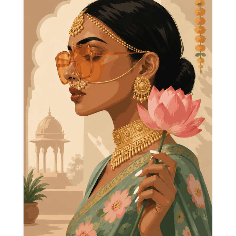 Lotus & goud - Diamond Painting
