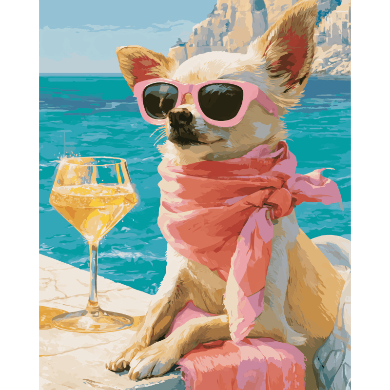 Chihuahua op vakantie - Diamond Painting