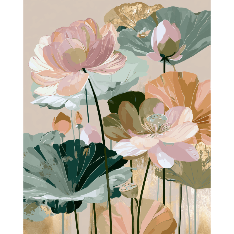 Blozen & goud - Diamond Painting