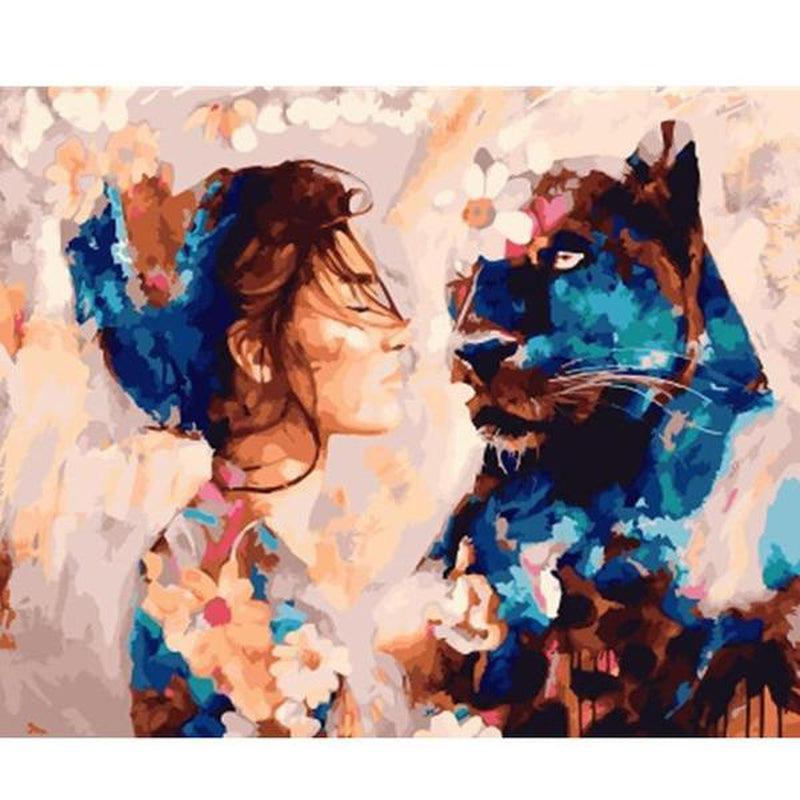 Vrouw & Zwarte Panter - Diamond Painting