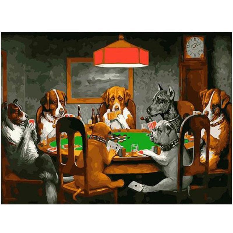 Honden Aan Het Pokeren - Diamond Painting