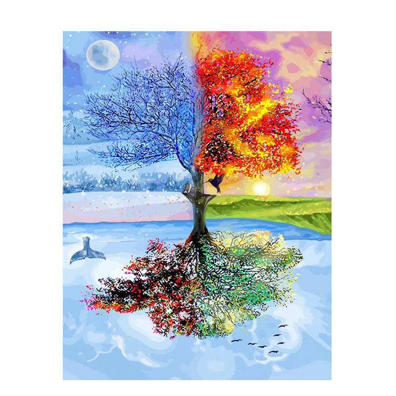 4 Seizoensboom - Diamond Painting