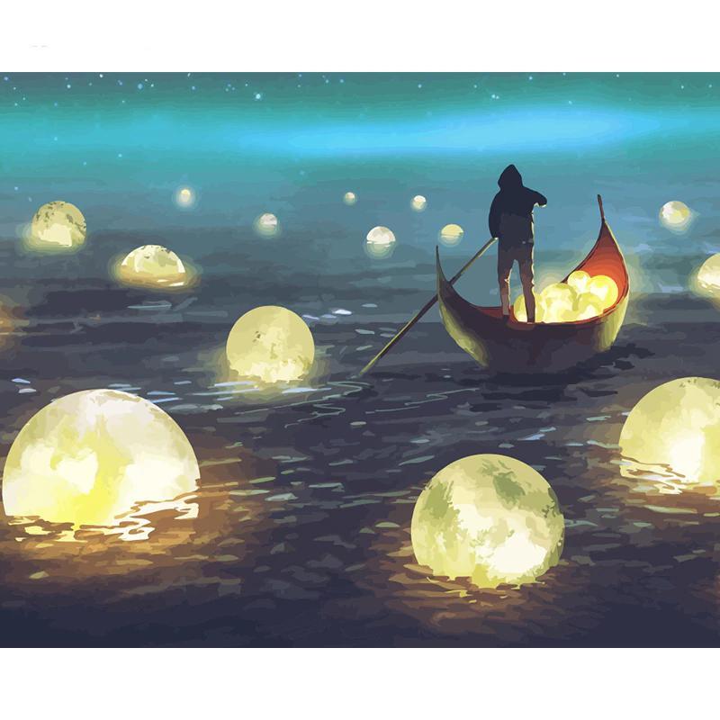Bootje Op Meer - Diamond Painting