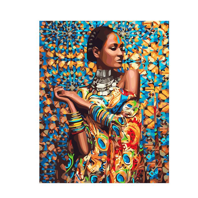 Afrikaanse vrouw kleurrijk - Diamond Painting