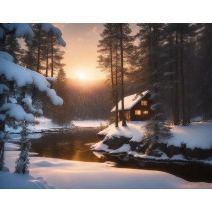 Zonsopgang in de winter - Diamond Painting