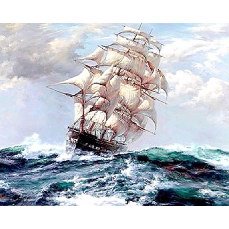 Schip in storm - Diamond Painting