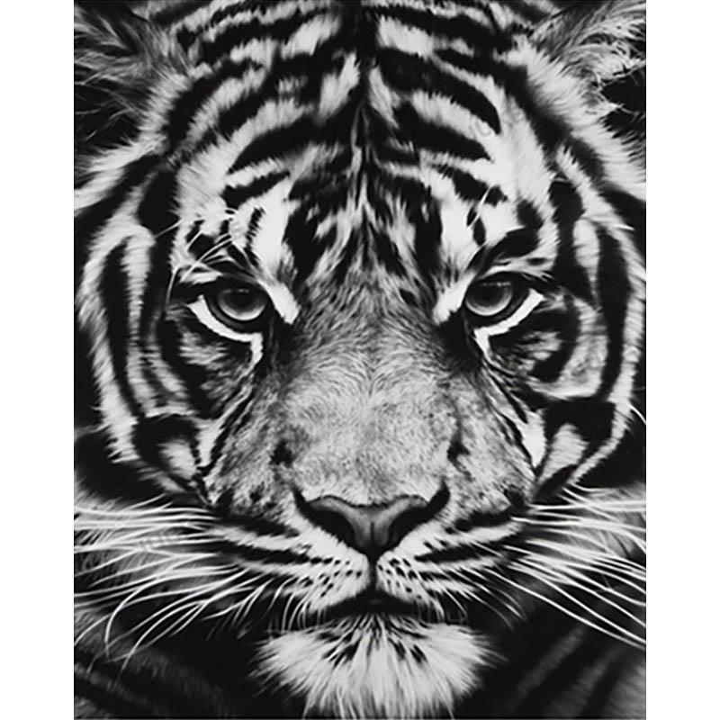 Tijger zwart/wit - Diamond Painting