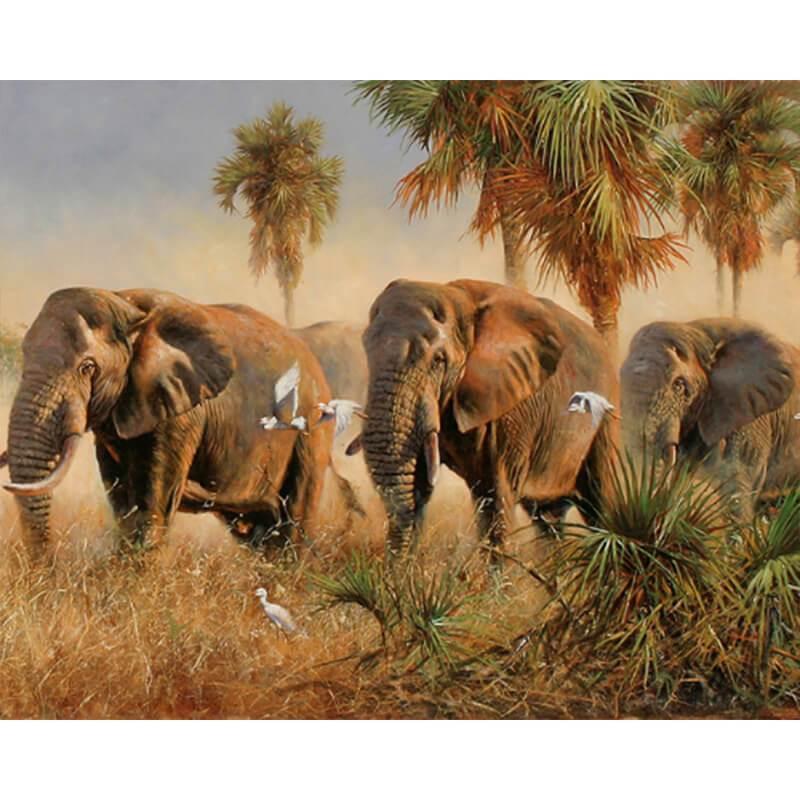 Groep olifanten - Diamond Painting
