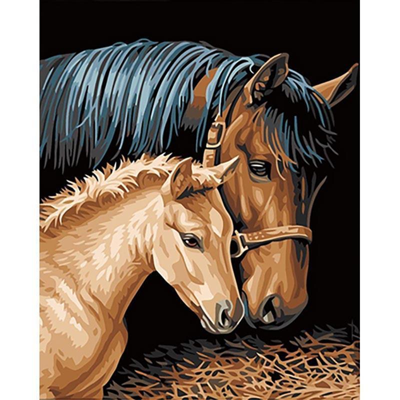 Moeder paard en veulen - Diamond Painting