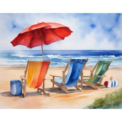 Drie strandstoelen - Diamond Painting