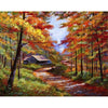 Houten huis in herfst bos - Diamond Painting