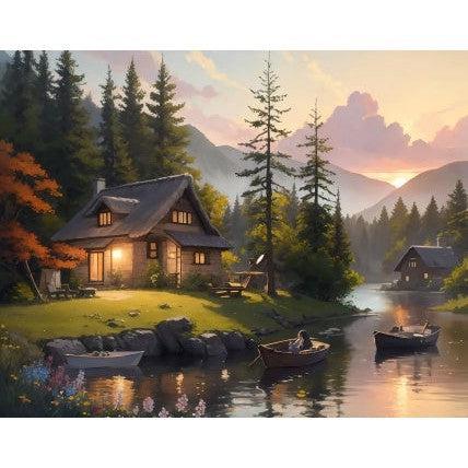 Hut van hout - Diamond Painting