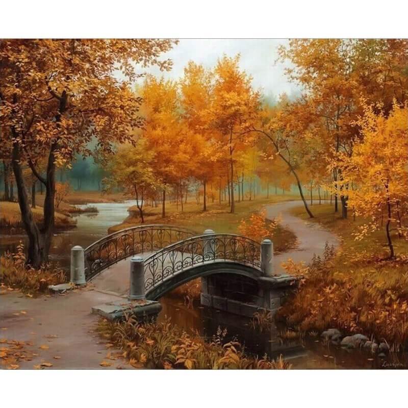 Brug in de herfst - Diamond Painting