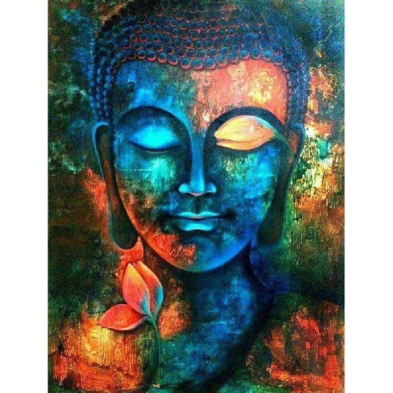 Buddha met bloemen - Diamond Painting