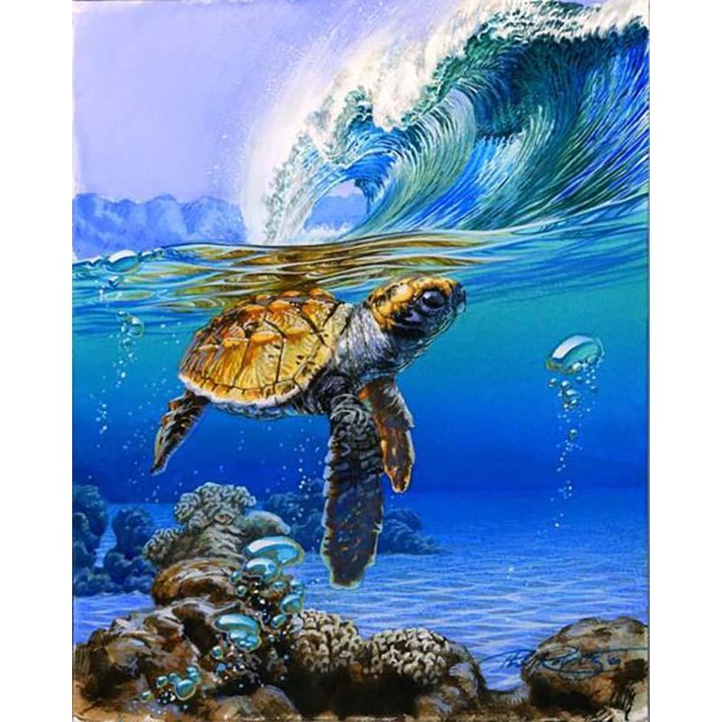 Schildpad in water - Diamond Painting