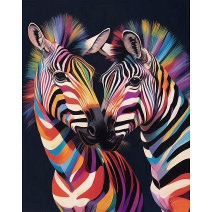 2 kleurrijke zebra's - Diamond Painting