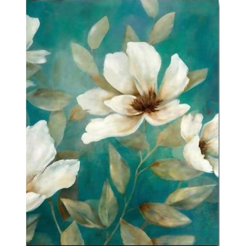 Mooie witte bloem - Diamond Painting