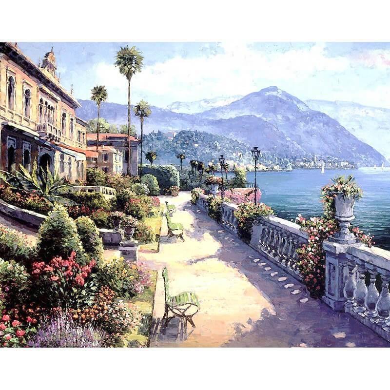 Stad tussen bergen - Diamond Painting