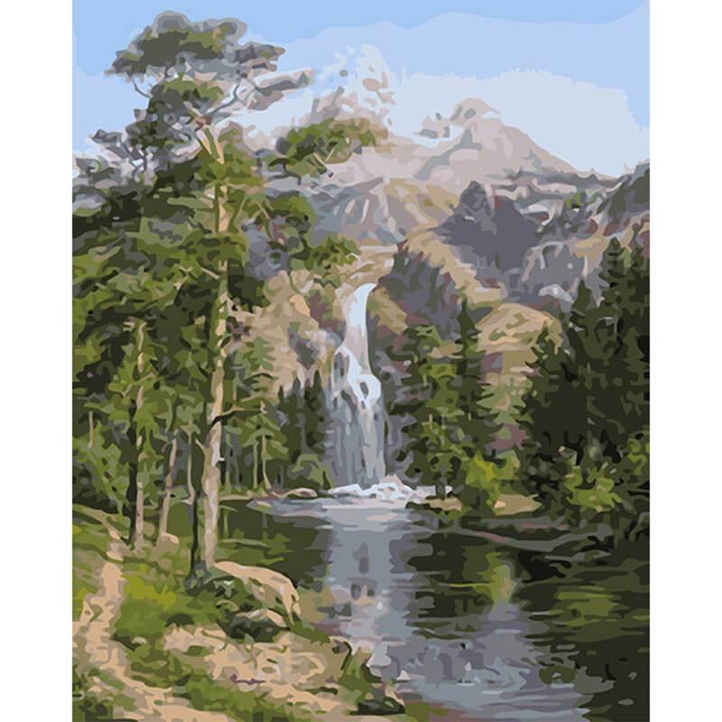 Waterval in bos - Diamond Painting