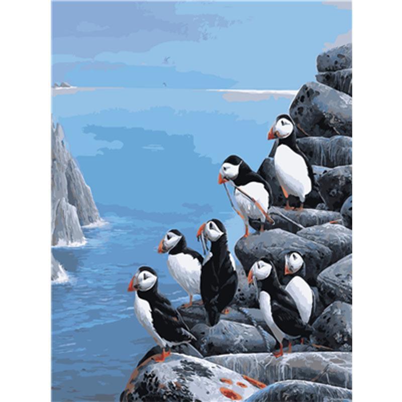 Pinguïns op klif - Diamond Painting
