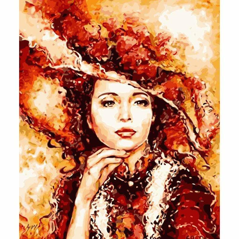 Jonge vrouw met hoed - Diamond Painting