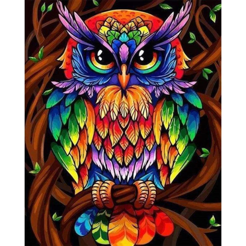 Vrolijke uil - Diamond Painting