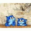 2 blauwe katten - Diamond Painting