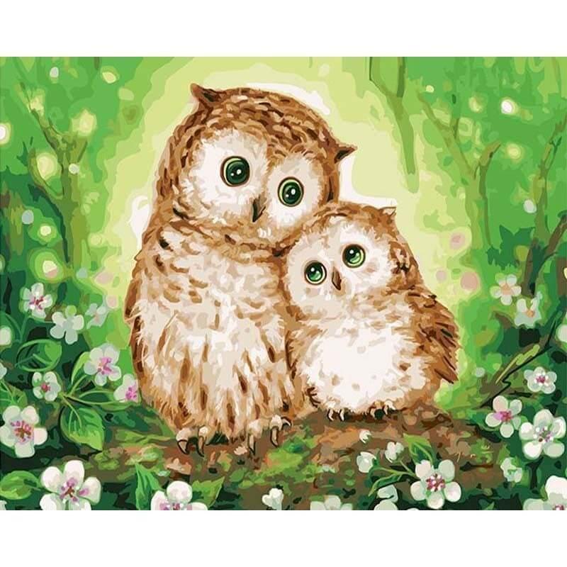 Schattige uilen - Diamond Painting