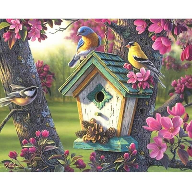 Huis voor vogels - Diamond Painting
