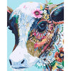 Koe met bloemen - Diamond Painting