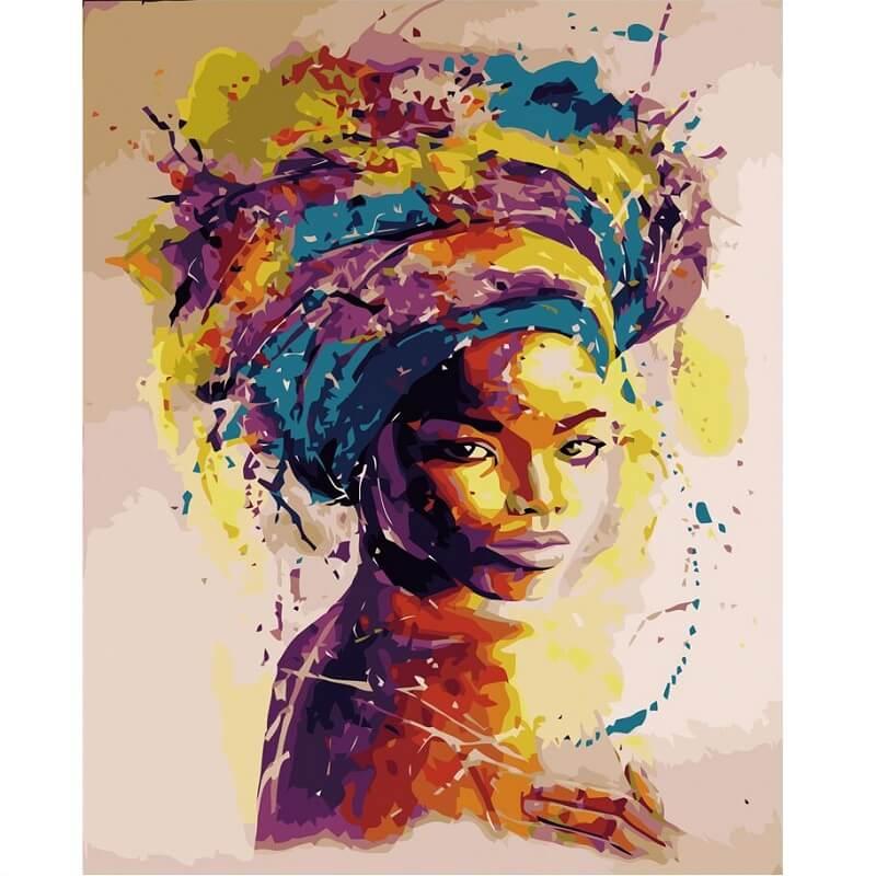 Mooie vrouw met kleuren - Diamond Painting
