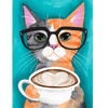 Kat drinkt koffie - Diamond Painting