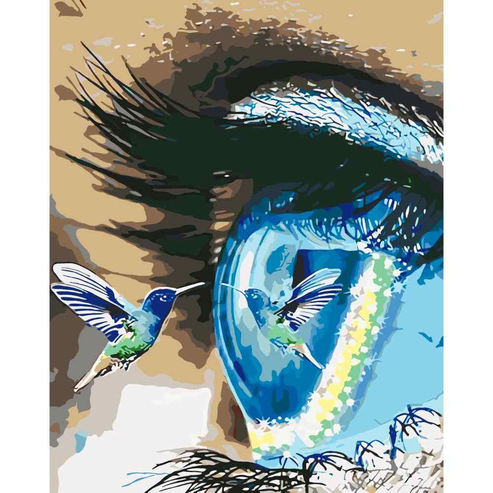 Oog met colibri - Diamond Painting