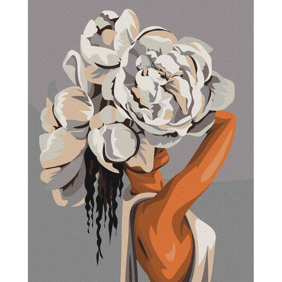 Vrouw in Witte Top - Diamond Painting