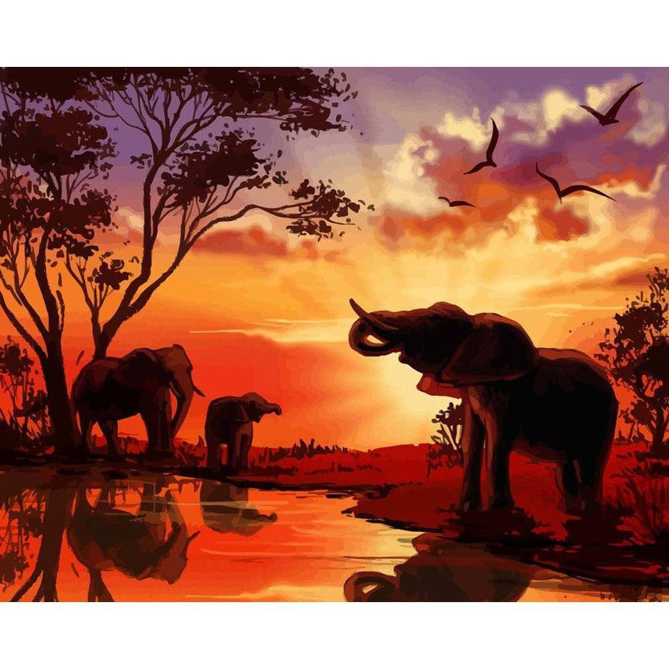 Afrikaanse Savanneolifanten - Diamond Painting