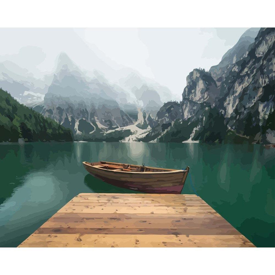 Bergen en Meer in Dolomieten - Diamond Painting