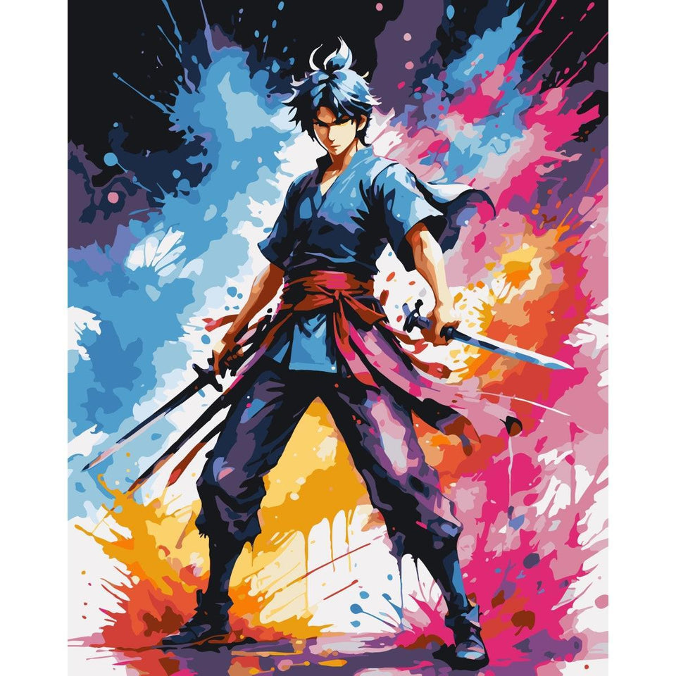 Anime Zwaardvechter - Color Splash - Diamond Painting