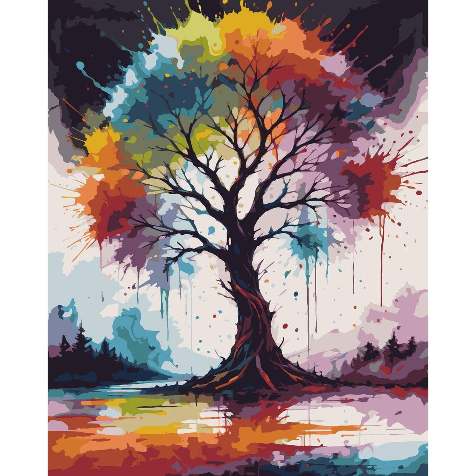 Kleurrijke Boom- Color Splash - Diamond Painting
