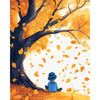 Jongen onder de herfstboom - Diamond Painting