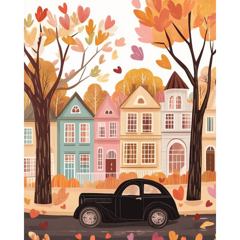 Oldtimer in de herfst - Diamond Painting