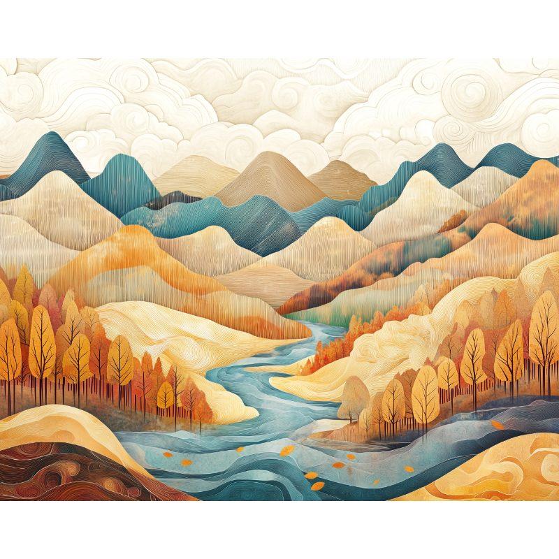Prachtig abstract landschap - Diamond Painting