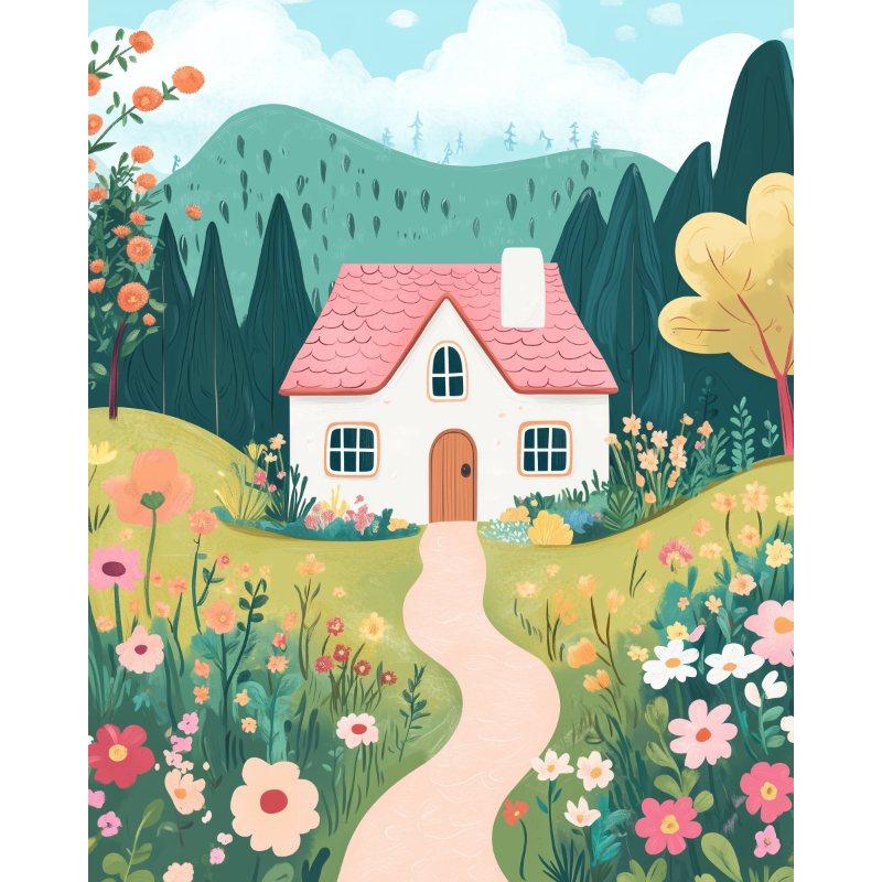 Kleurrijk huis - Diamond Painting