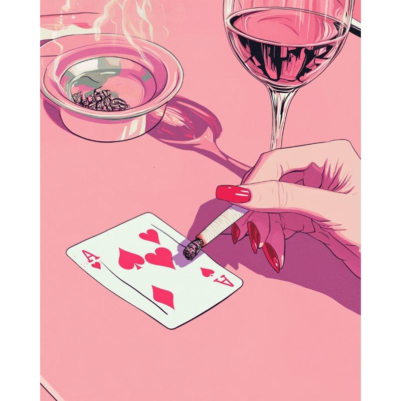 Roze pokertafel - Diamond Painting