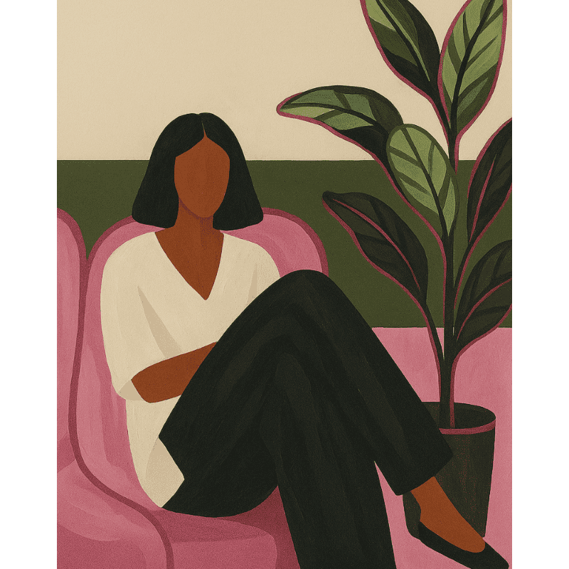 Vrouw en de Ficusplant - Diamond Painting