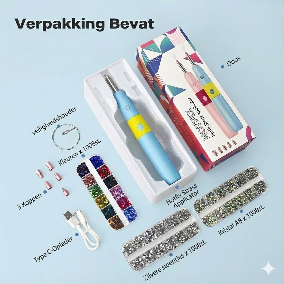 Elektrische Hotfix Applicator Pen - Met Strass Steentjes