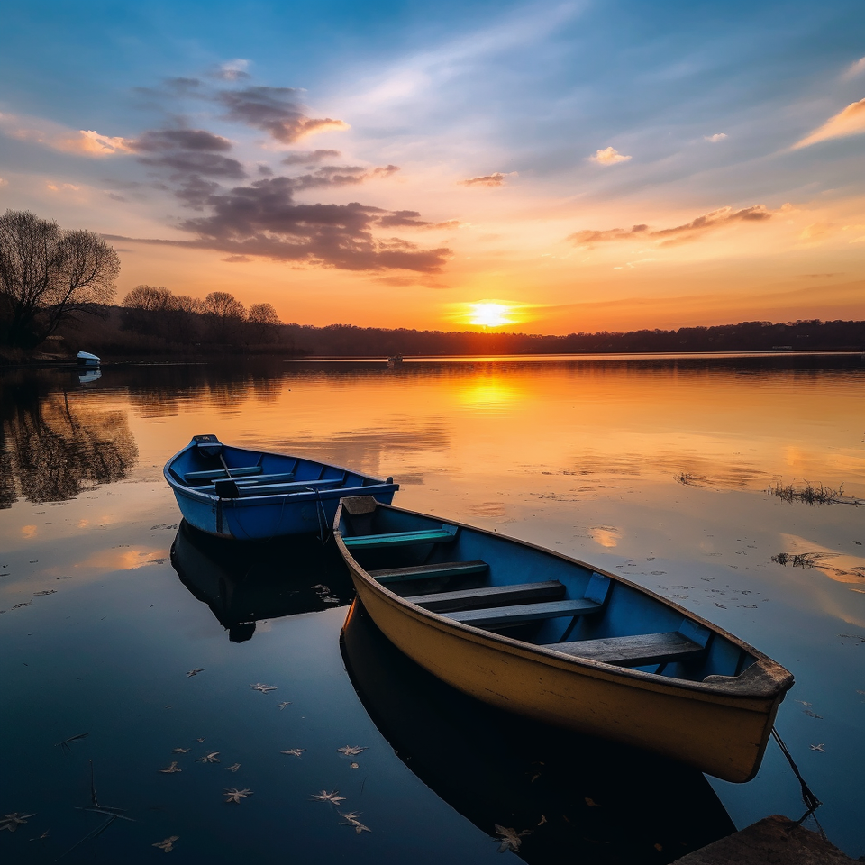 Zonsondergang-Boot