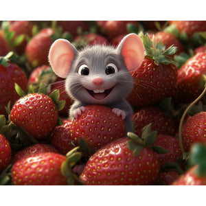 Muis bij de aardbeien